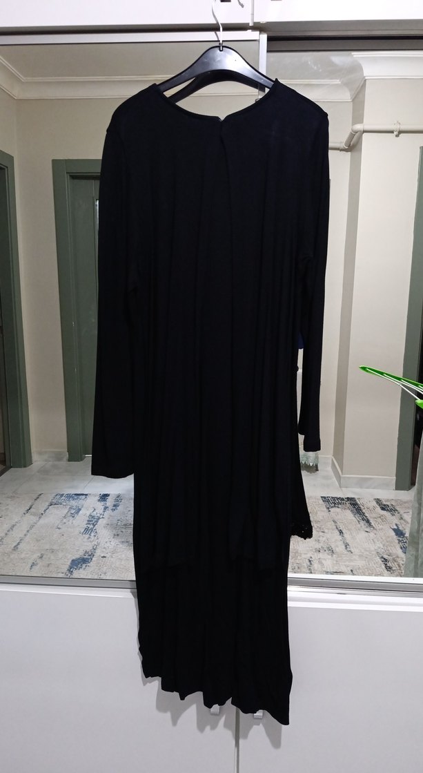 Siyah Drapeli Uzun Kollu Gotik Elbise - Görsel 2