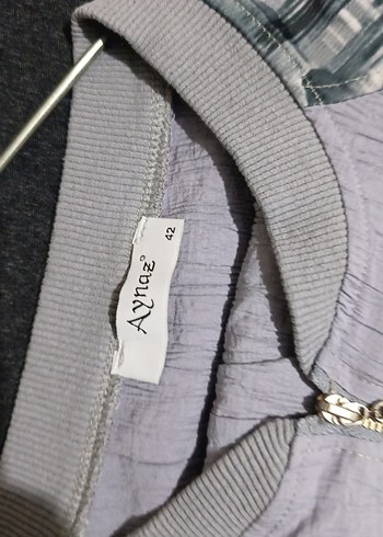 Gri Midi Uzun Kollu Fermuarlı Ceket - Görsel 2