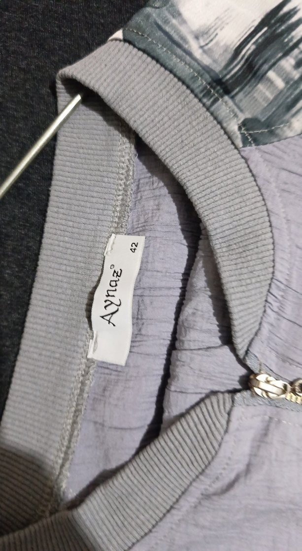 Gri Midi Uzun Kollu Fermuarlı Ceket - Görsel 2