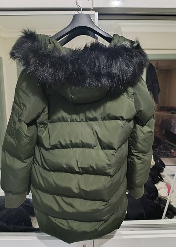 Kadın Yeşil Kürklü Midi Kışlık Mont - Görsel 3