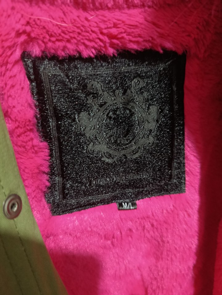 Pembe Kürklü Kamuflaj Kadın Ceket - Görsel 2