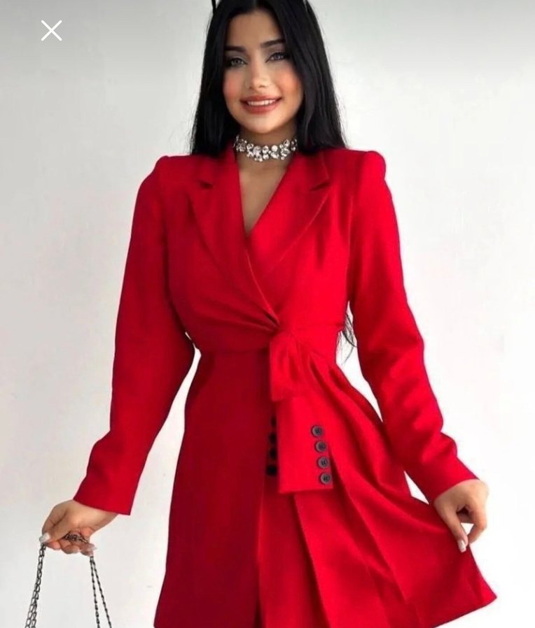 Blazer ceket elbise kırmızı - Görsel 2