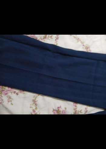 Kadın Lacivert Beli Pilili Kumaş Pantolon - Görsel 2