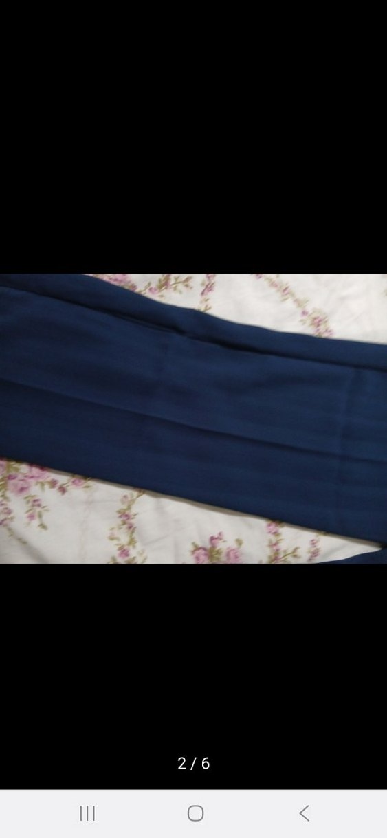 Kadın Lacivert Beli Pilili Kumaş Pantolon - Görsel 2