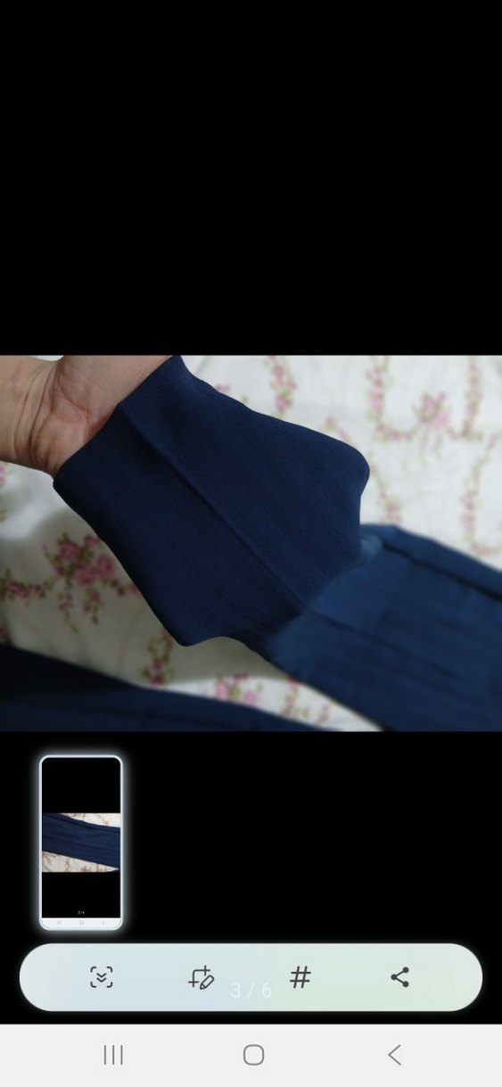 Kadın Lacivert Beli Pilili Kumaş Pantolon - Görsel 3