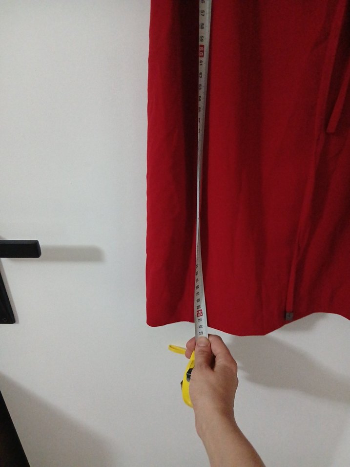 Kırmızı Midi Uzun Kollu Kadın Elbise - Görsel 2