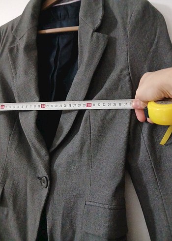 Gri Düğmeli Kadın Blazer Ceket - Görsel 3