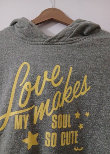 Gri Kapüşonlu Kadın Sweatshirt - Görsel 2