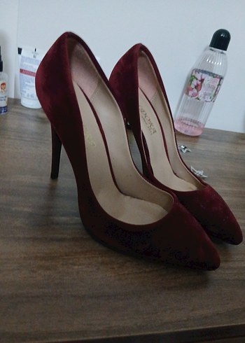 Bordo Süet Stiletto Kadın Ayakkabı - Görsel 2