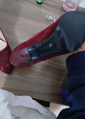 Bordo Süet Stiletto Kadın Ayakkabı - Görsel 3