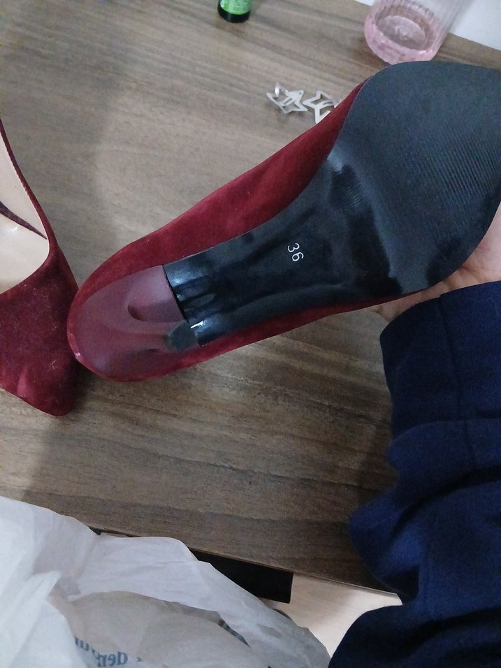 Bordo Süet Stiletto Kadın Ayakkabı - Görsel 3