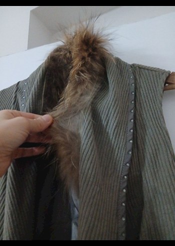 Bej Uzun Kolsuz Salaş Keten Yelek - Görsel 2