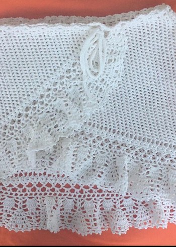 beyaz örgü pareo - Görsel 2