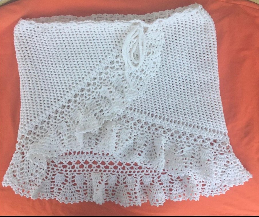 beyaz örgü pareo - Görsel 2