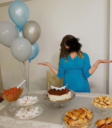 Diğer Mavi kruvaze elbise