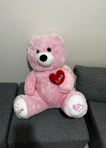  Beden Pembe Peluş Ayıcık - Love Temalı