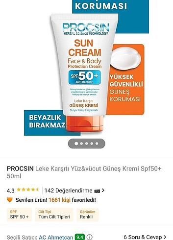 Procsin Güneş Kremi Yüz