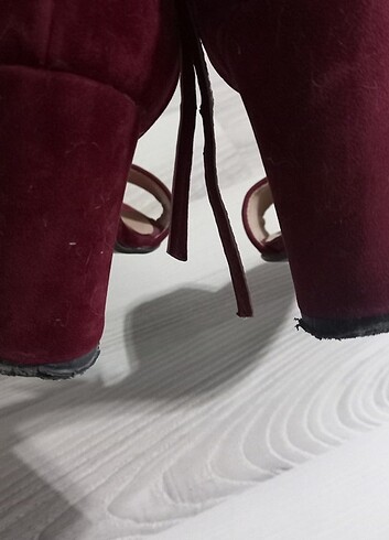 Bordo topuklu sandalet  - Görsel 3