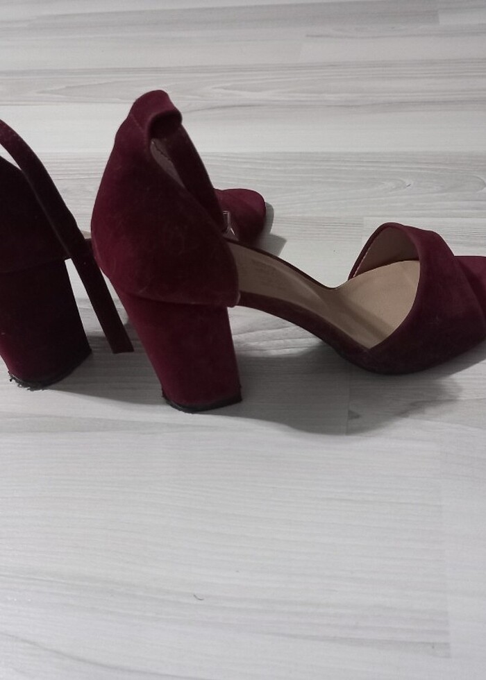 Bordo topuklu sandalet  - Görsel 4