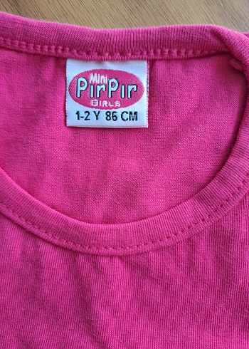 12-18 Ay Beden pembe Renk 1-2 yaş Kız Çocuk Pembe Baskılı Kısa Kollu Tişört