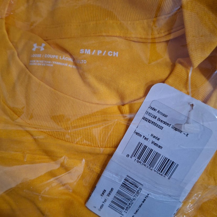 Sarı Kadın Spor Tişörtü, Kısa Kollu, Salaş Kesim - Görsel 5