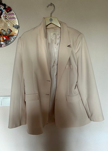 Bej Düğmeli Kadın Blazer Ceket