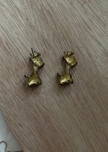 Pembe Zürafa Desenli Mini Küpe - Görsel 4