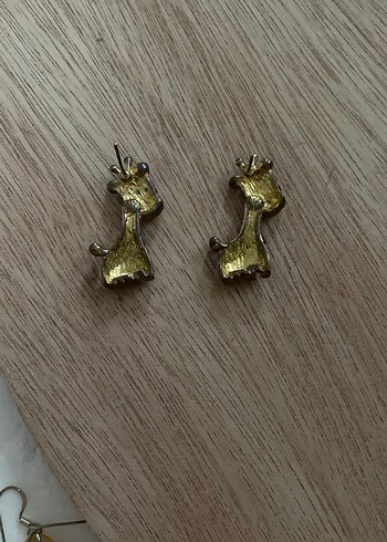 Pembe Zürafa Desenli Mini Küpe - Görsel 5