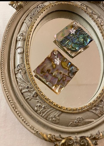 Bohem Mini Kare Doğal Taş Küpe - Görsel 6