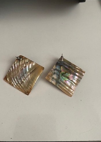 Bohem Mini Kare Doğal Taş Küpe - Görsel 5