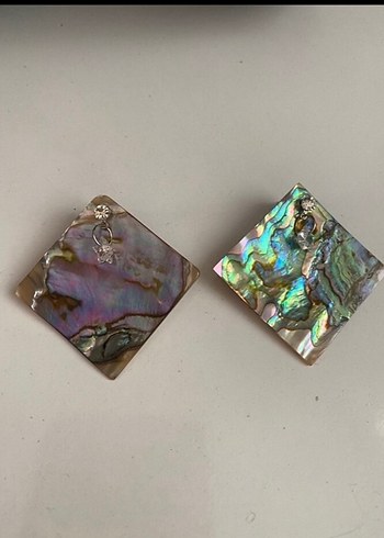 Bohem Mini Kare Doğal Taş Küpe - Görsel 4