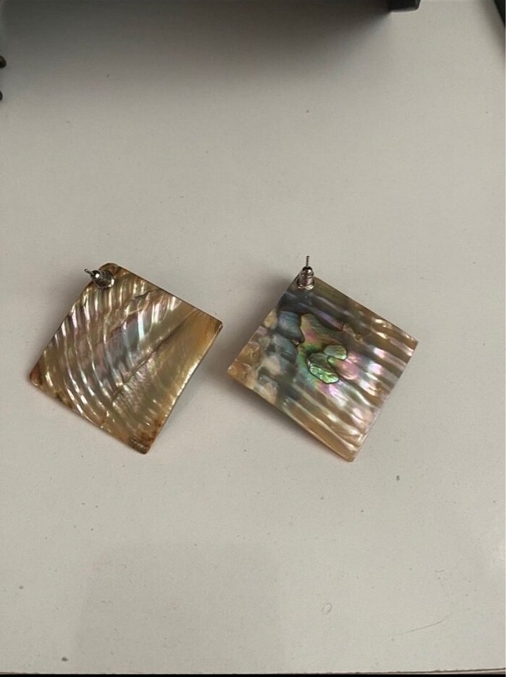 Bohem Mini Kare Doğal Taş Küpe - Görsel 5