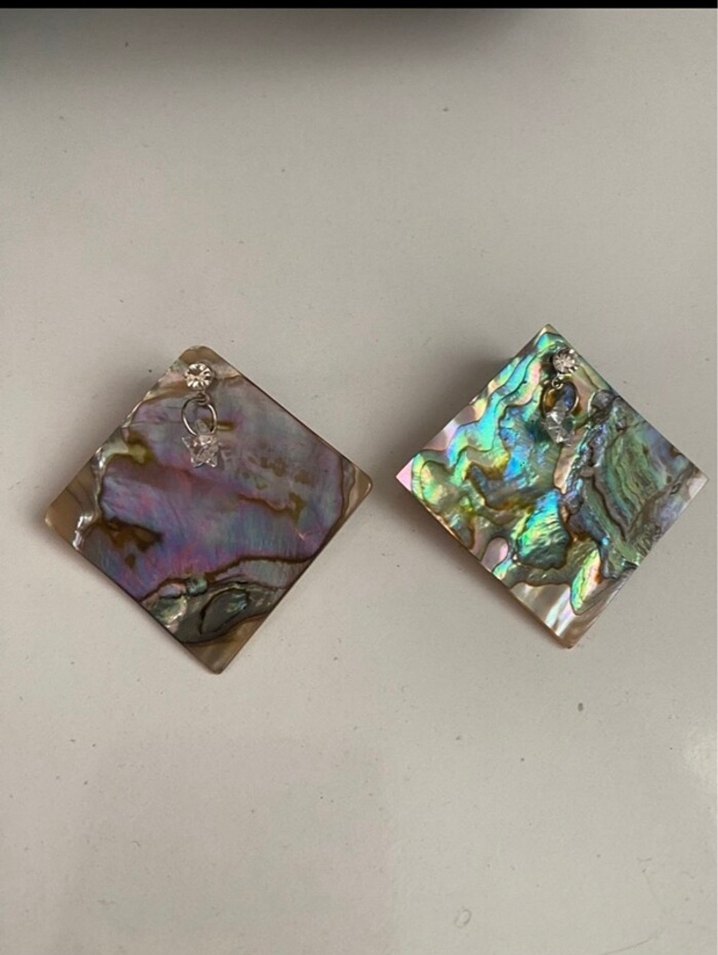 Bohem Mini Kare Doğal Taş Küpe - Görsel 4