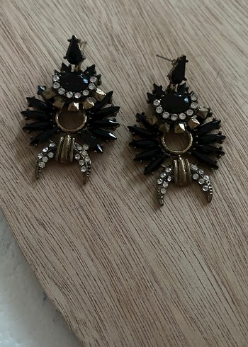 Uzun Siyah Vintage Gotik Payetli Küpe - Görsel 2