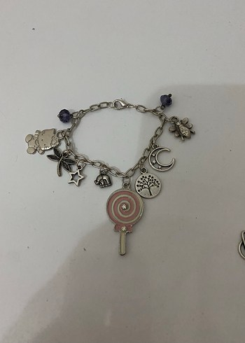 Mor Pastel Figürlü Zincir Bileklik - Görsel 2