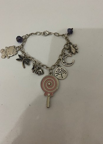 Mor Pastel Figürlü Zincir Bileklik - Görsel 3