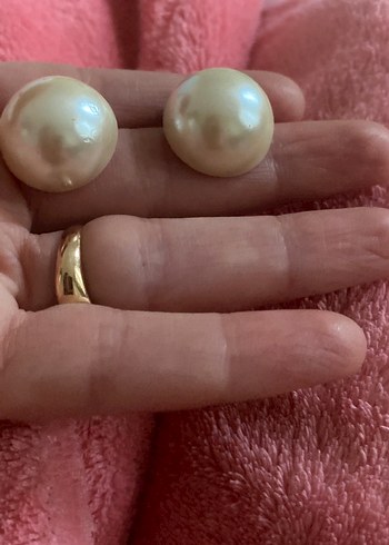 Bej Parlak Midi  inci Kadın Küpeler - Görsel 2