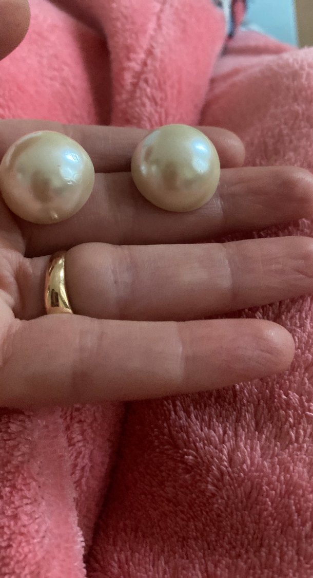 Bej Parlak Midi  inci Kadın Küpeler - Görsel 2