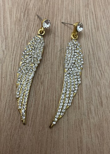 Uzun Pullu Altın Kanat Küpe - Görsel 3