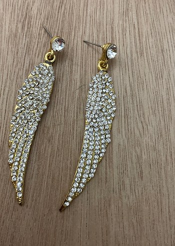 Uzun Pullu Altın Kanat Küpe - Görsel 6