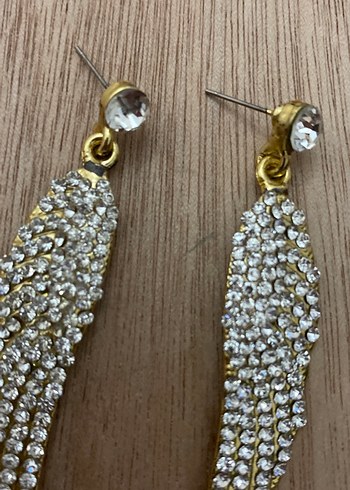 Uzun Pullu Altın Kanat Küpe - Görsel 4