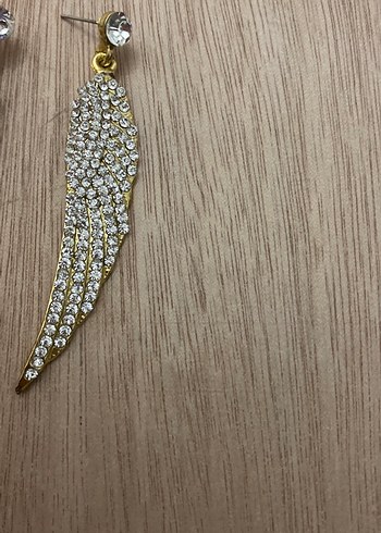 Uzun Pullu Altın Kanat Küpe - Görsel 5