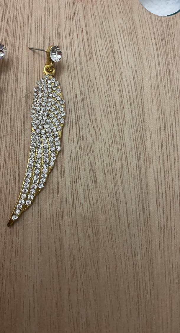 Uzun Pullu Altın Kanat Küpe - Görsel 5