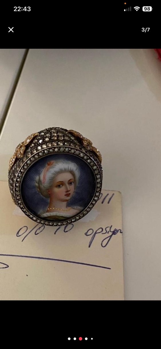 155 Bin TL Altın  Vintage pırlanta ve inci  İşlemeli yüzük - Görsel 3