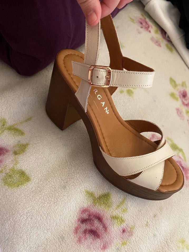 Bej Platform Topuklu Kadın Ayakkabısı - Görsel 2