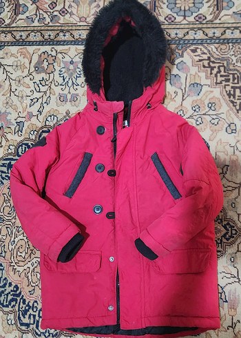 6-7 yaş kırmızı kapşonlu erkek çocuk mont - Görsel 4