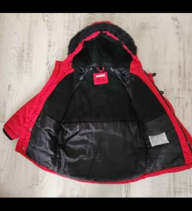 6-7 yaş kırmızı kapşonlu erkek çocuk mont - Görsel 2