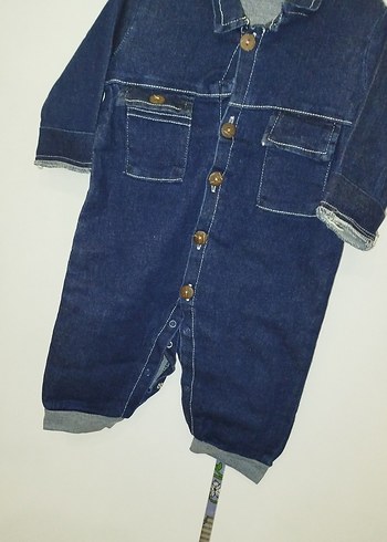 Erkek Çocuk Kot Tulum, Düğmeli, Uzun Kollu - Görsel 3