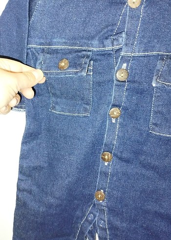 Erkek Çocuk Kot Tulum, Düğmeli, Uzun Kollu - Görsel 2