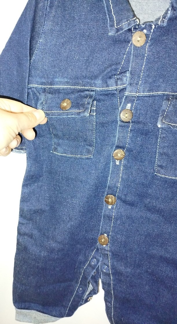 Erkek Çocuk Kot Tulum, Düğmeli, Uzun Kollu - Görsel 2